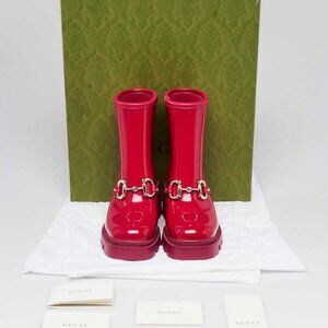 Gucci Pink Rubber Horsebit Lug Sole Low Boots Size 6.5/37